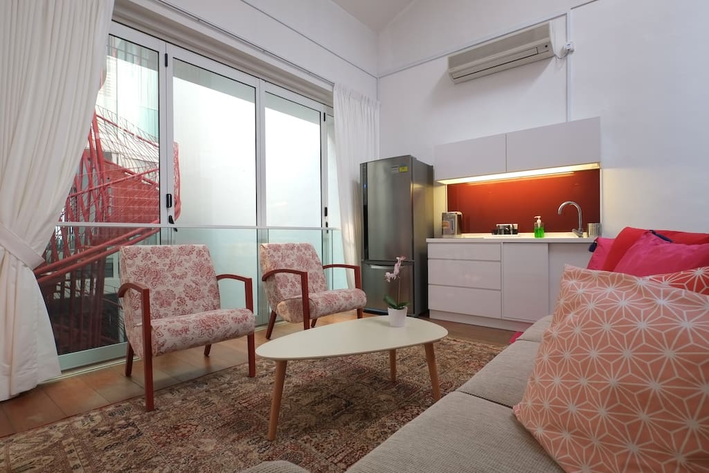 Within the apartment is a private Living Room and Pantry. The Pantry has a fridge, hob and sink for preparation of light meals.