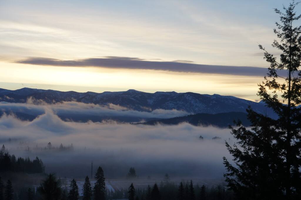 pre-dawn , the view from each of the bedrooms and living room