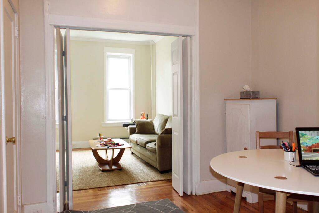Dining room opens onto living room
