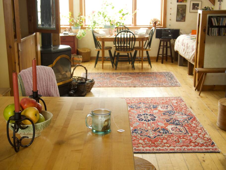 looking across living space from kitchen, after tea...