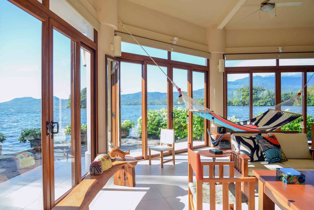 360 View in the villa of the lake and Islands. A one of a kind Handmade hammock that took 6 months to make!!!
