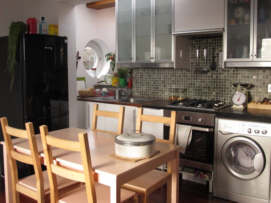 Open plan kitchen and living room.