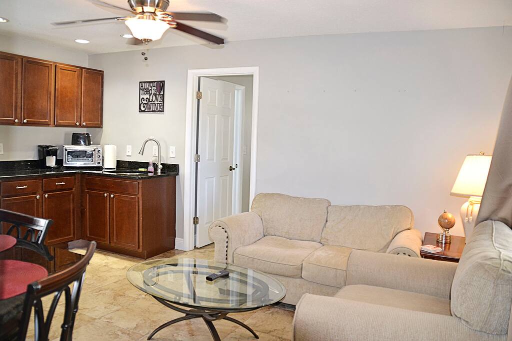 Kitchen/Living area looking towards bedroom.