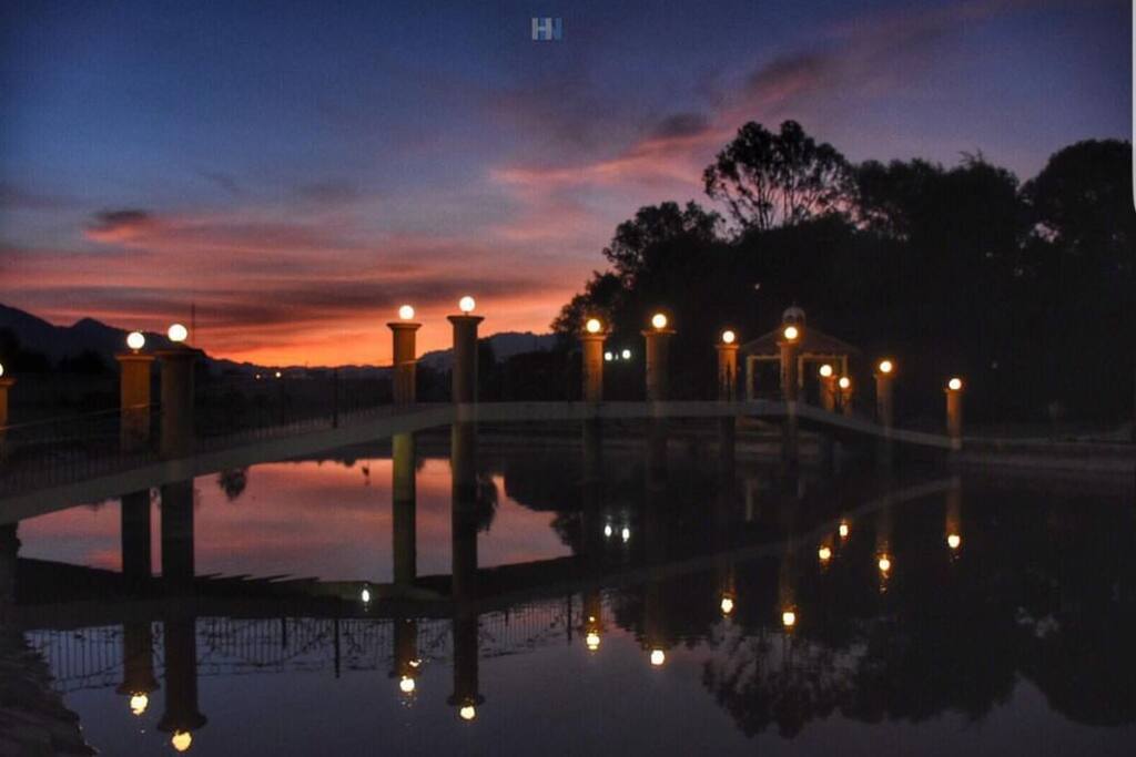 Extraordinario atardecer en el jardín