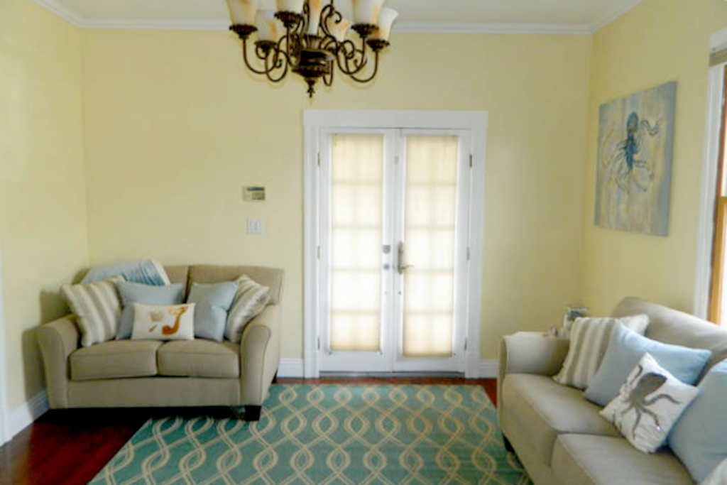 Walk in the front door to a cozy living room environment.