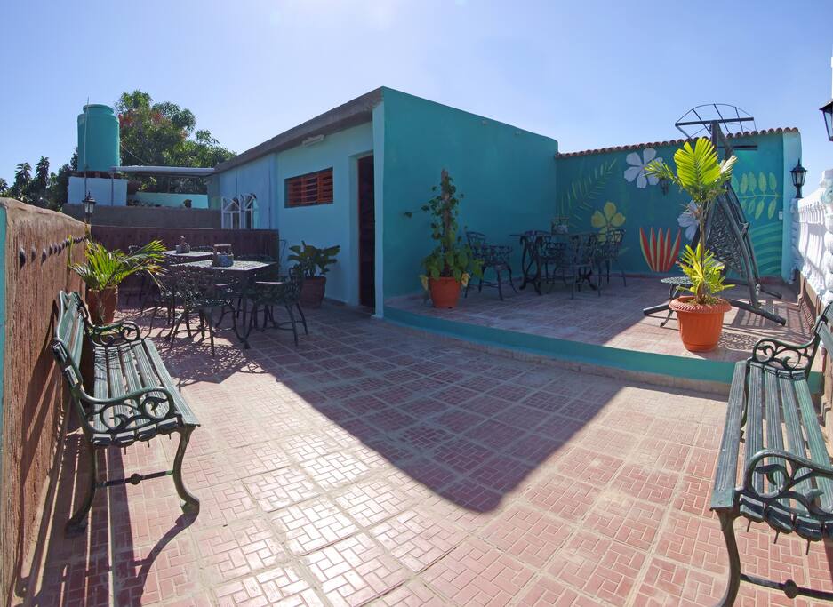 Large high terrace with restaurant and Snack bar