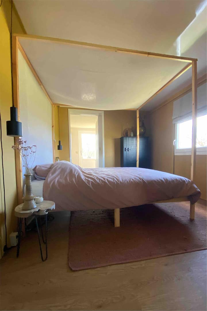 Una maravillosa cama con dosel de 180 x 200 cm