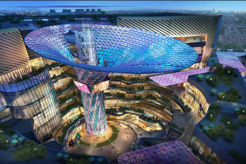 房间位于爱琴海购物中心楼上酒店式公寓,楼下吃喝玩乐什么都有,闹中取静