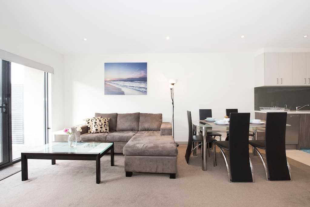 Open plan living and dining area