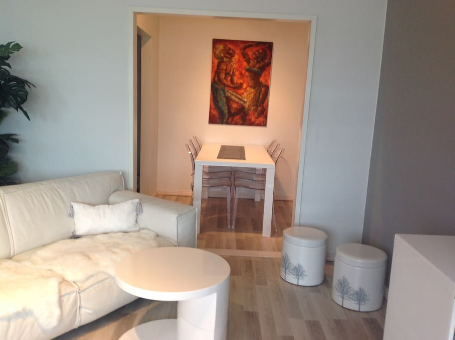 Dining table and living room
