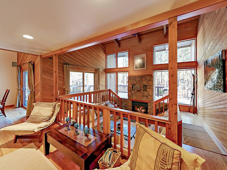 Elevated conversation area with comfortable seating for 4.