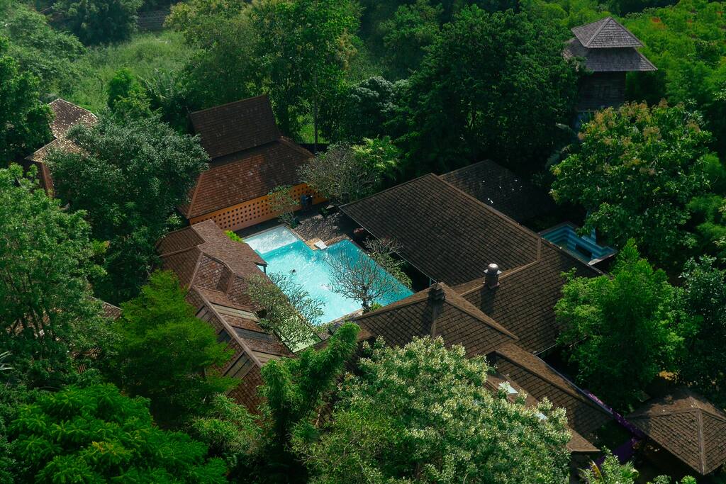 Aerial view of Chandra artist's residnce and surrounding