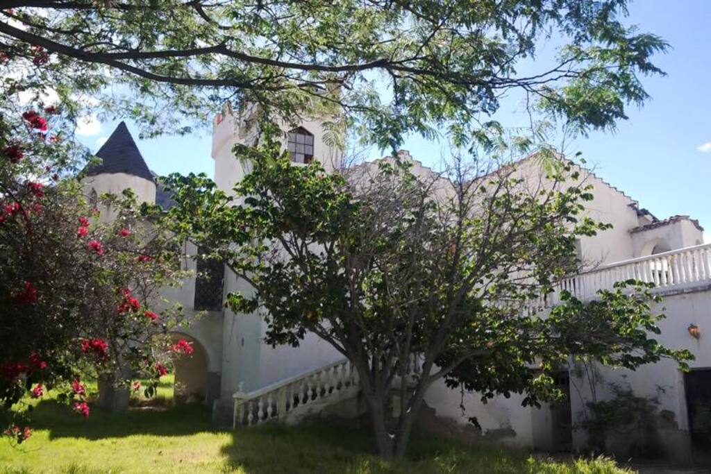 back of the castle and patio
