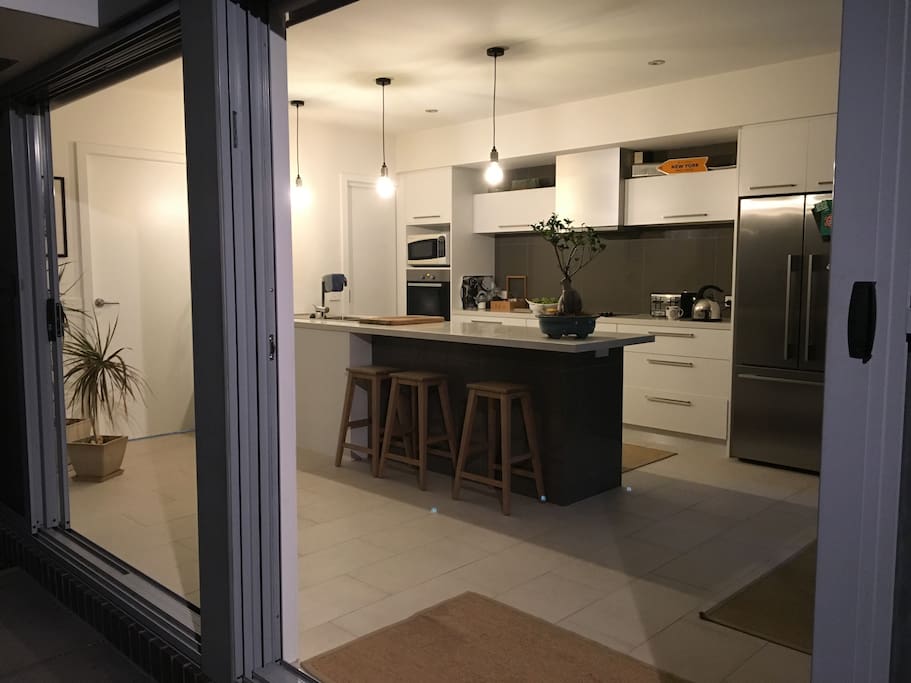 View of kitchen from courtyard