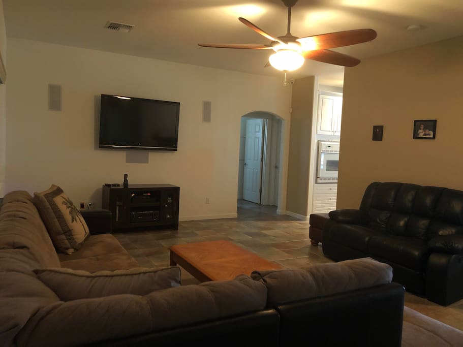 Comfy living area with surround sound and DirecTv