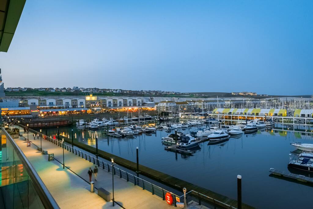View from the balcony, across the marina