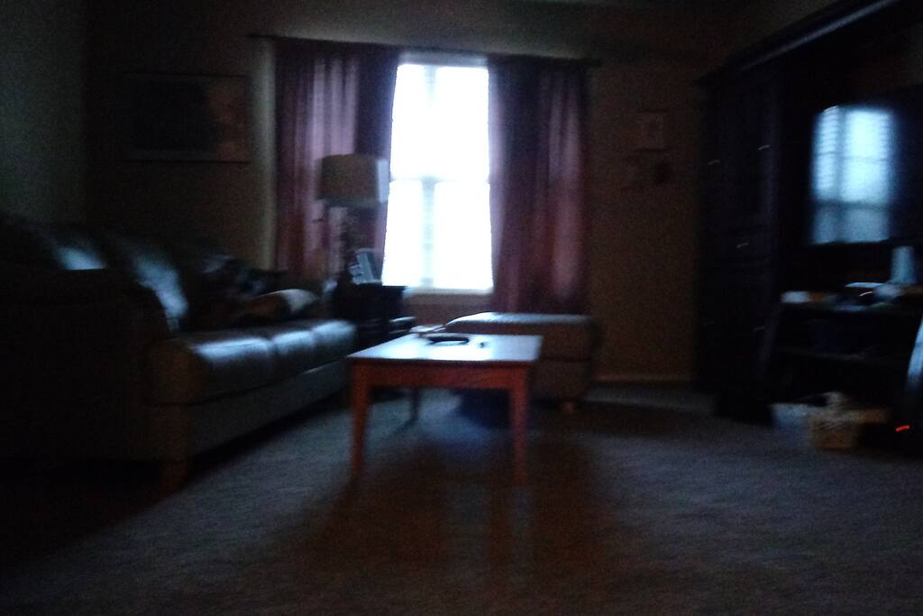 Upstairs loft, large TV, leather sofa, internet and Netflix.