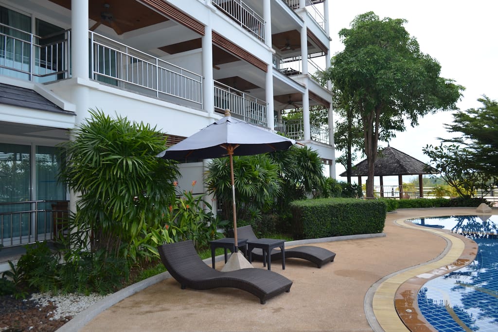 Relax poolside or in one of the 3 gazeebo's