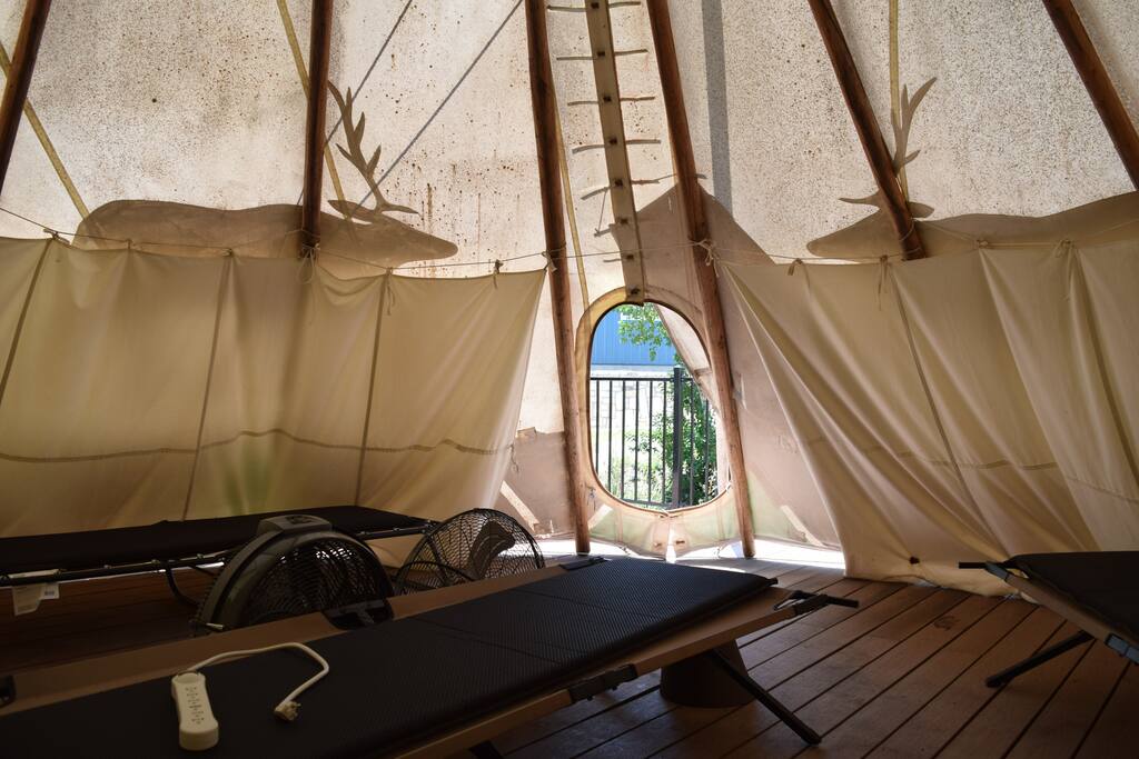 Fans are included in the tipis