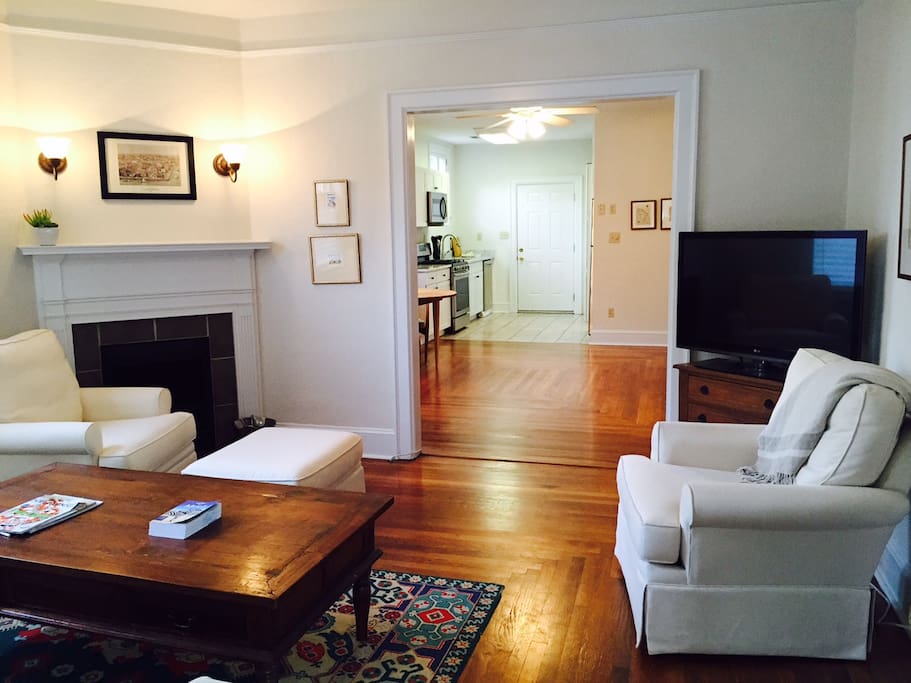 living room - beautiful original hardwood floors and open floor plan throughout