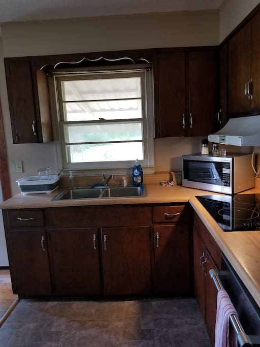 Kitchen with all the standard amenities. Stove, oven, dishwasher, refrigerator and Keurig.