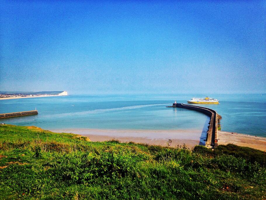 Twenty minute walk to the top of Castle Hill with great views of the English Channel