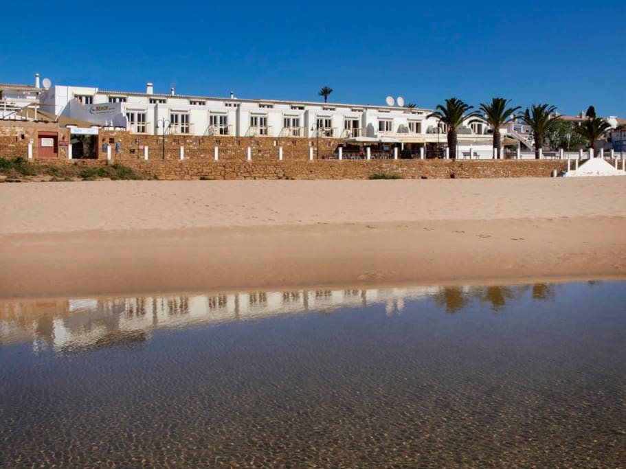 Location of our beach apartments right on the beach front in Praia da Luz.