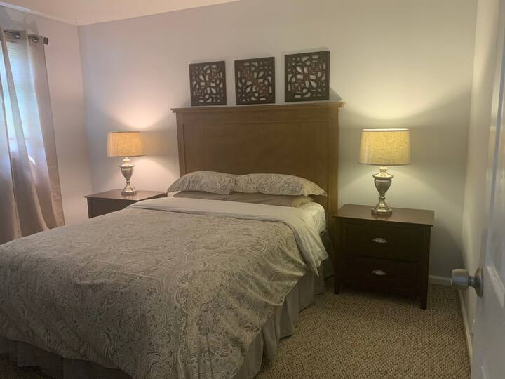 Your guest room with queen bed and with easy access to bathroom, family room, patio and laundry.