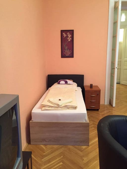 The room with other single bed