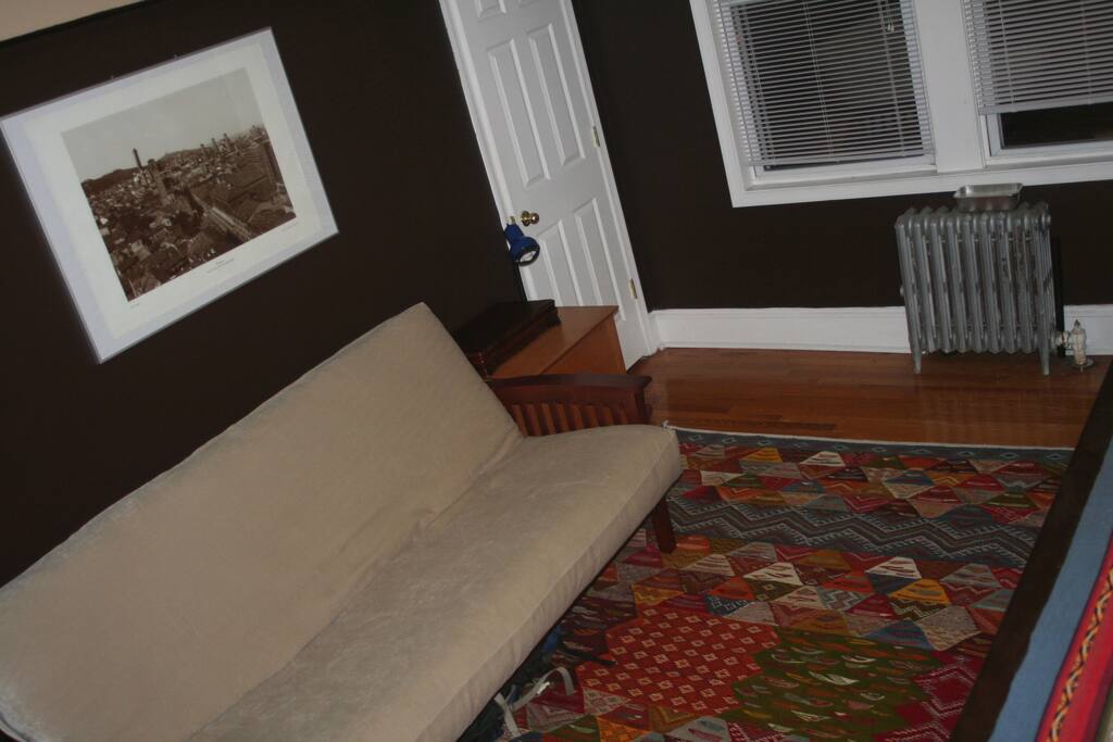 Spare bedroom with a new Futon.