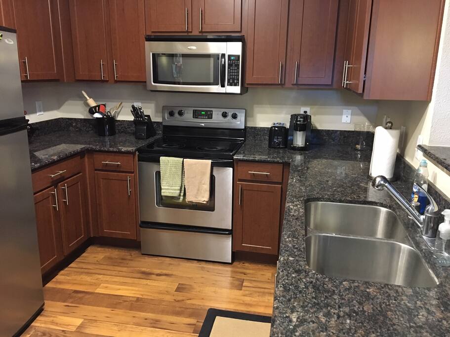 Spacious kitchen with new appliances