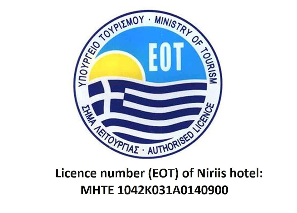 Licence number (EOT) of Niriis hotel: MHTE 1042K031A0140900