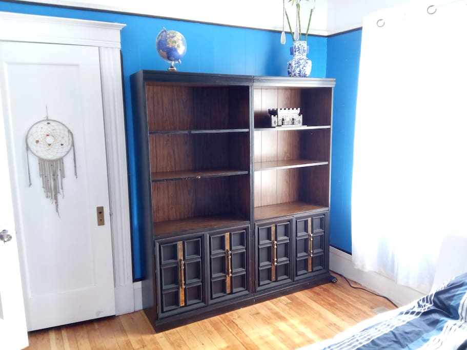 2 large bookshelves with drawers to hold your belongings