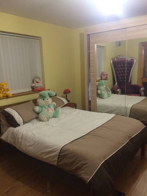 Comfy double bed and ensuite bathroom and shower.this room would suit a wheelchair user