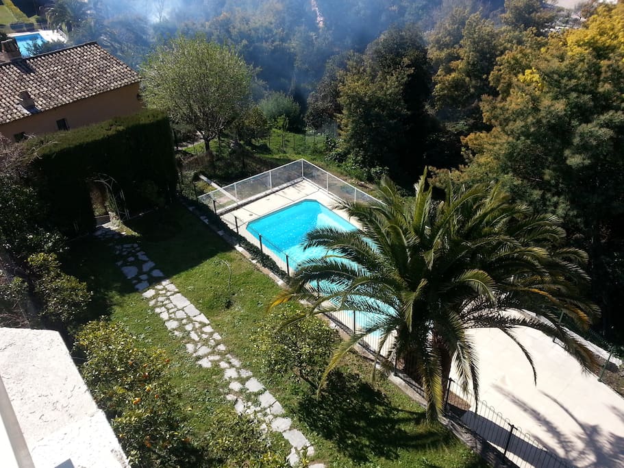 Vue piscine de la terrasse