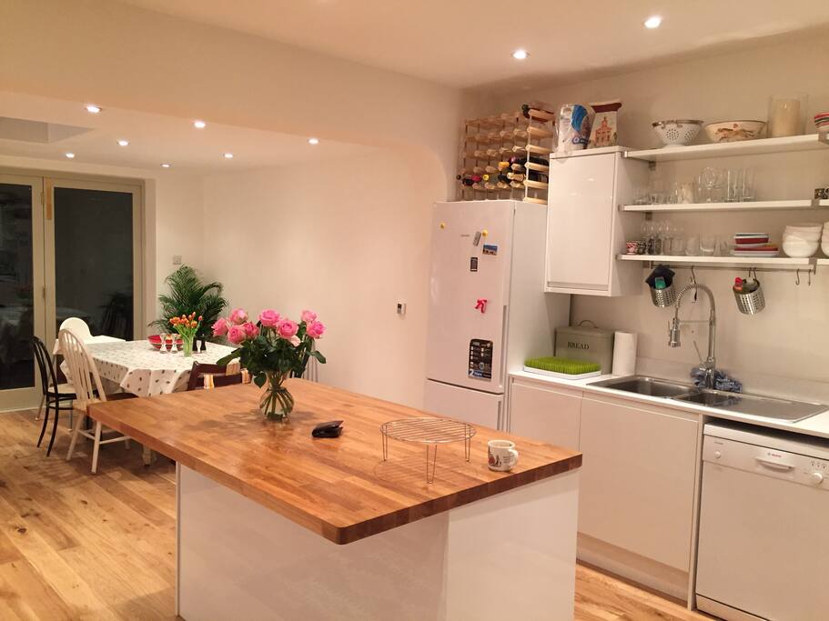 Kitchen area looking towards dining table