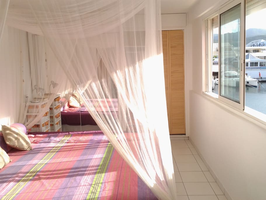 king size bed and view from the bedroom