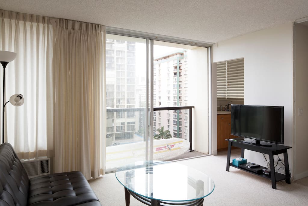 Living room with Full size futon sofa bed