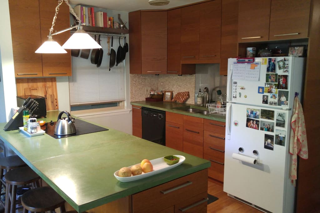 We installed this great IKEA kitchen with custom concrete counters a little over 6 years ago! We love our kitchen!