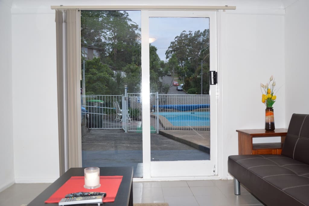 Pool views while in the seating area.