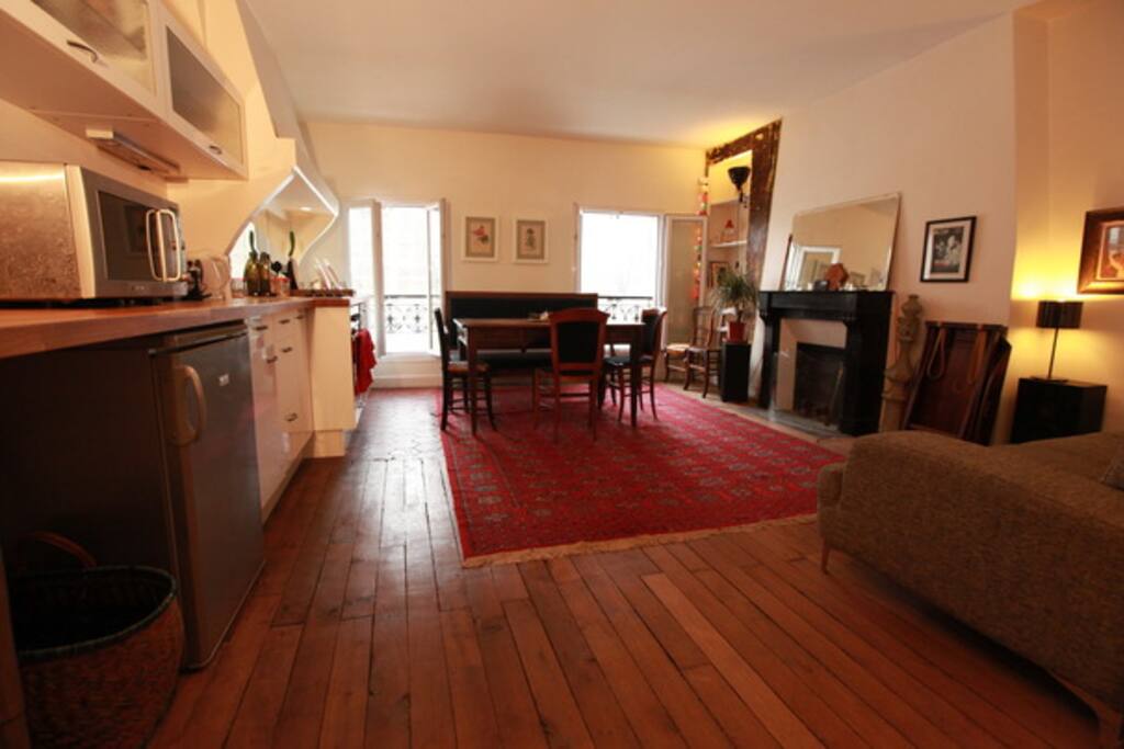 The living and dining room in one big space