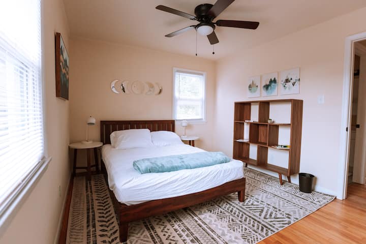 Bedroom 2.  Wonderful Queen size bed, features a large closet and storage.   All rooms have ceiling fans for your comfort.
