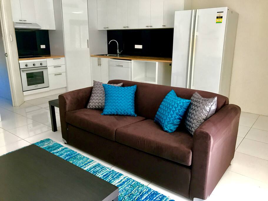 This double sofa bed allows room for 4 people in the apartment.