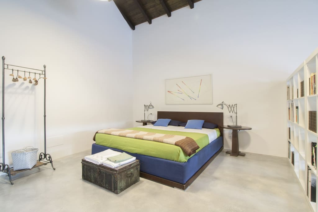 Stanza con travi a vista (letto)