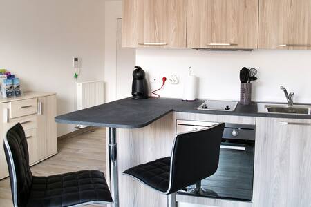 New quiet one-roomed flat, mezzanine and balcony