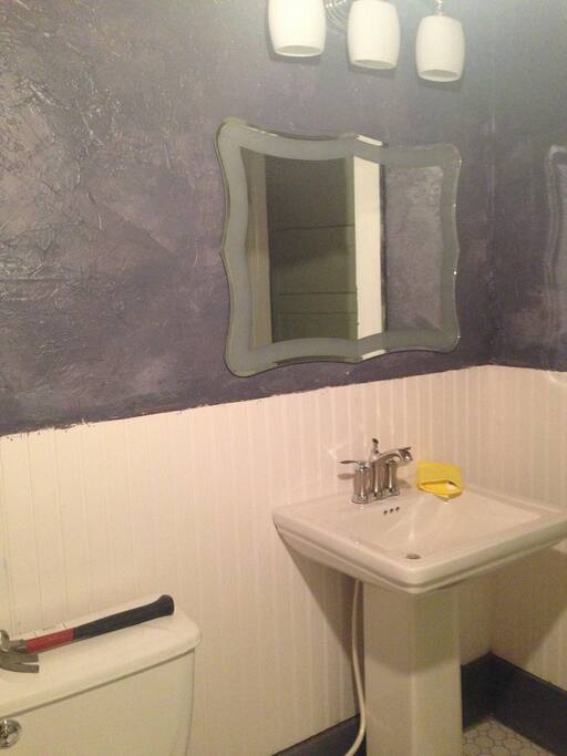 upstairs bathroom, during remodel