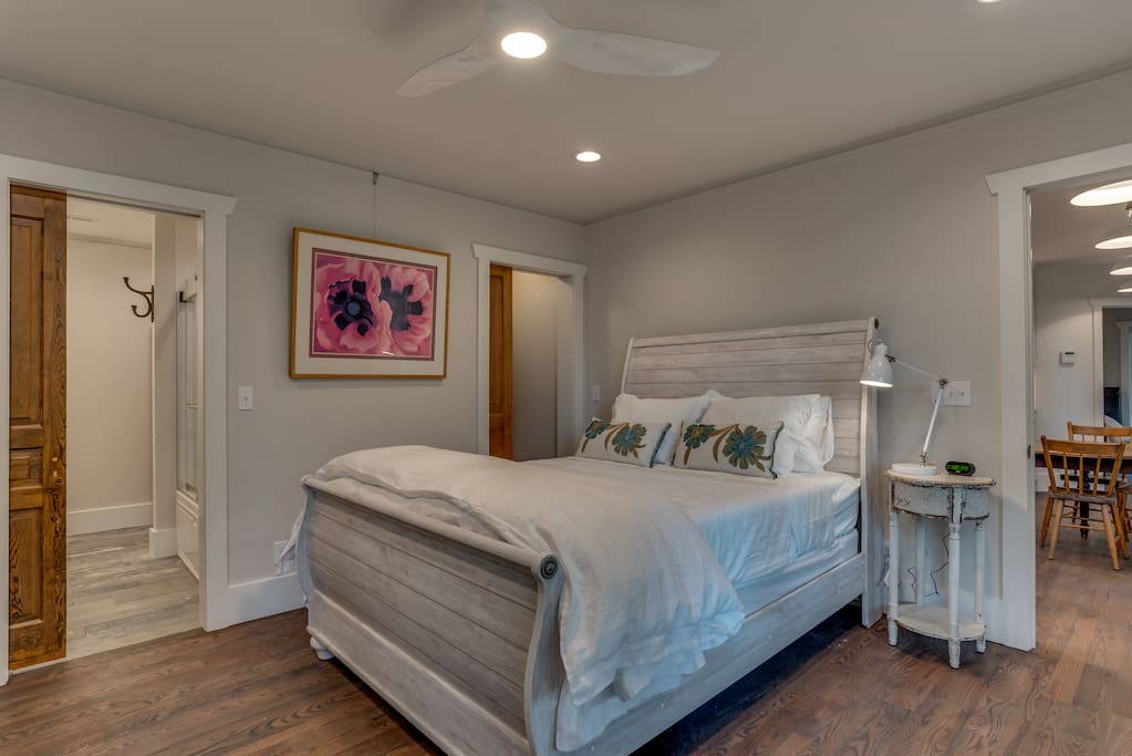 Master Bedroom -
queen bed and TV in armoir