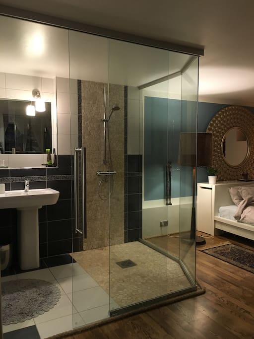 Glass wall bathroom