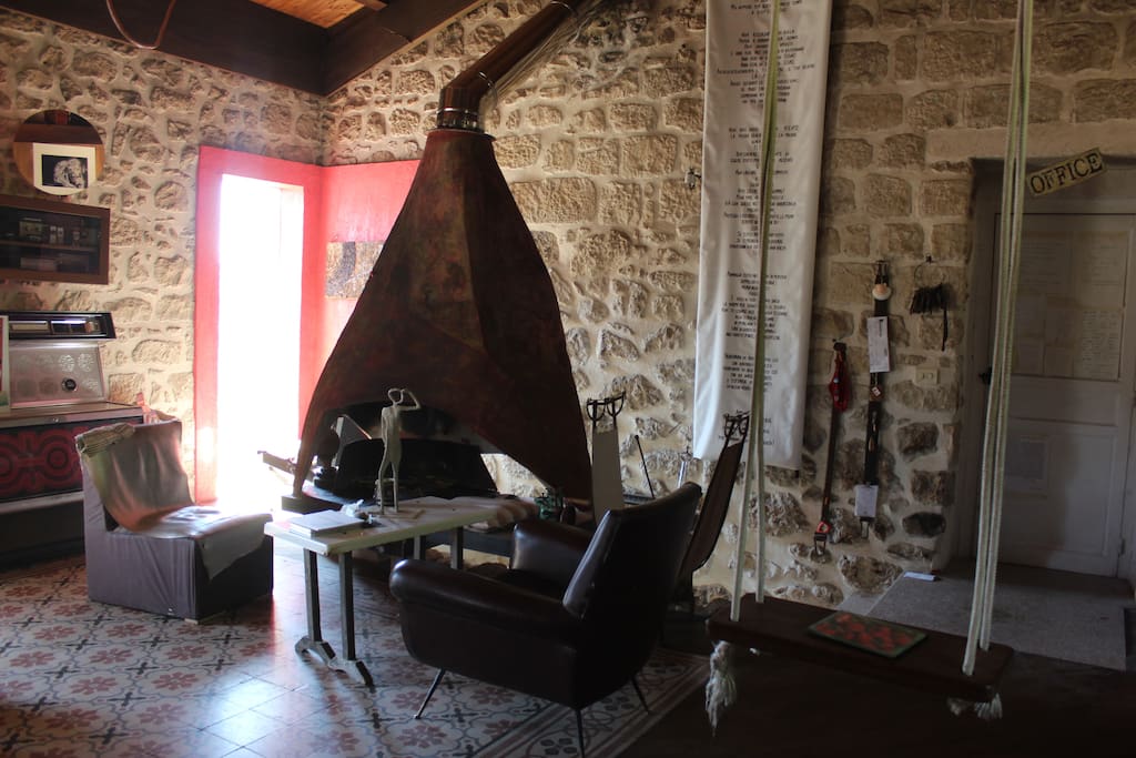 Living room with hand-made chimney