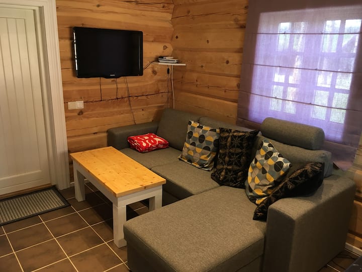 Диванът може да се превърне в двойно легло. Телевизор със сателитна чиния и много канали.